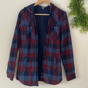 Eddie Bauer Flannel Shirt Jacket Women's XS Hooded Shacket